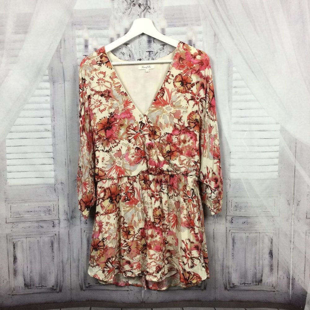 Honey Belle Romper Pink Floral Long Sleeve L